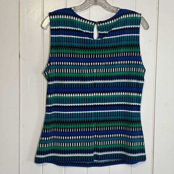 Calvin Klein Women's Blue and Green Patterned Top - Picture 3 of 8